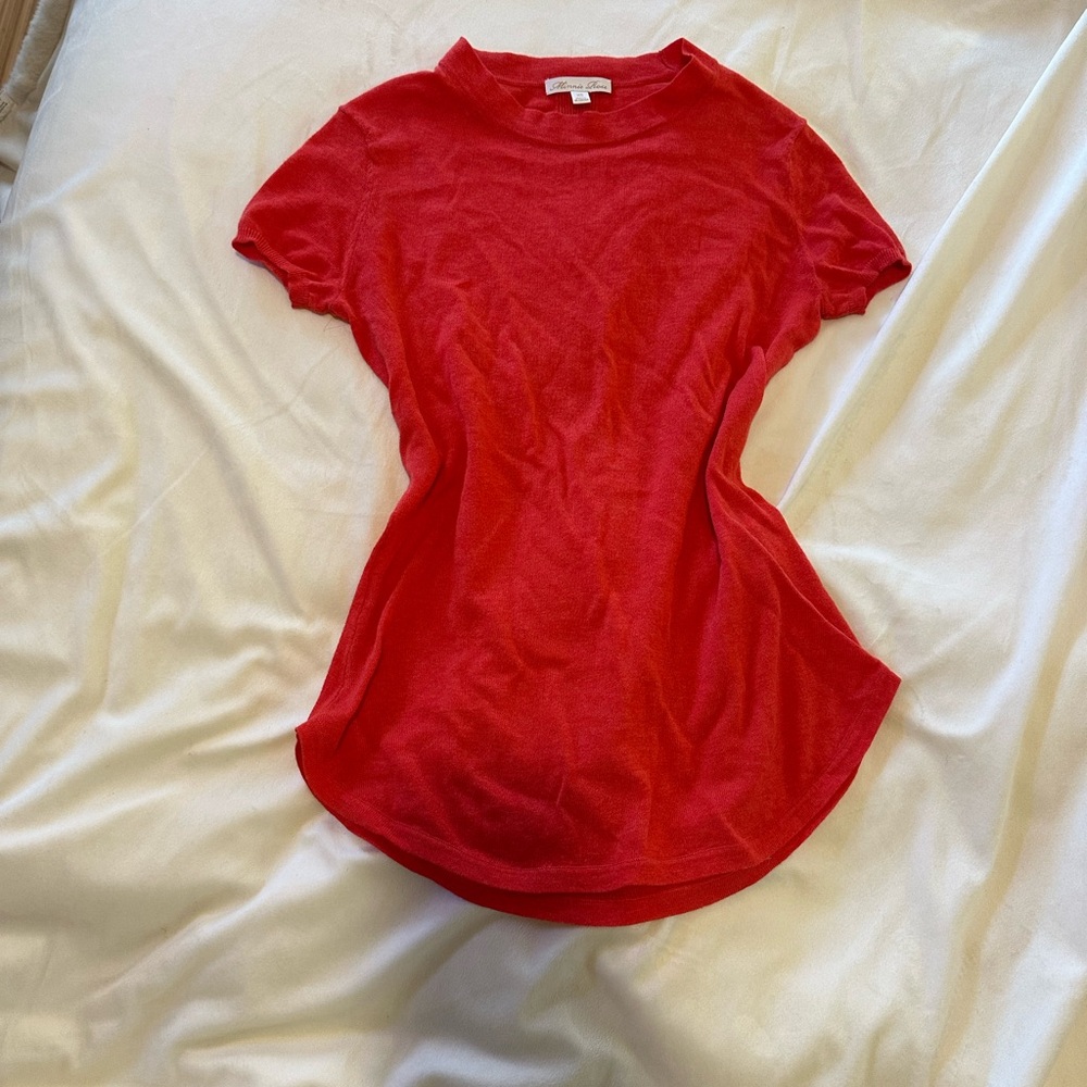 Knit Cotton Red Basic Women's Top